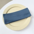 Dusty blue ribbed knit headwrap for yoga and sports, laid on a ceramic tray - Grey Blue