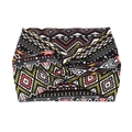 Bohemian 18cm wide elastic headwrap featuring a red and black geometric knot pattern - Red Yellow Black Tribal