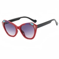 Fashionable cat eye sunglasses with colorful patchwork frames and purple gradient lenses - Red Frame Gradient Grey Lens
