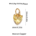 Golden heart pendant with yellow zircon and copper base showing 10mm size dimensions - Cx134-5 / 18K Gold