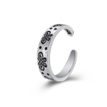 S925 sterling silver snake ring with micro-set zircon in a vintage matte finish - S925 Retro Butterfly Open Style - Silver