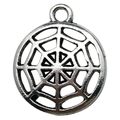 Antique silver finish spider web alloy pendant for Halloween jewelry making - 1pc Round Spider Web 14x17mm (Antique Silver)