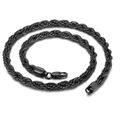 Sleek black twisted rope chain necklace in titanium steel with secure lobster clasp - 40cm (16 inches) / 8mm / Black