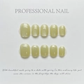 Short square press-on nails in mustard green with rainbow laser cat-eye effect shimmer - Extra Small (XS) / Mustard Green