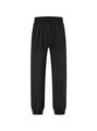Pantalón informal negro holgado para hombre con textura plisada y cintura con cordón - S / Negro