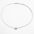 Poliertes Schlangenkette-Halsband in Silber mit einem pavé-gefassten Stern-Anhänger - Weißgold Stern