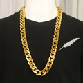 Thick oversized gold-plated cuban link chain necklace in hip hop style for men - Plastic 2.0 Thickness * 90cm
