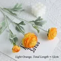 Faux light orange persian buttercup with 3 heads and flocked leaves, length 52cm - Light Orange