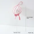 Red and white Christmas candy ball pick with striped bow for tree decoration - 25cm Striped Lollipop