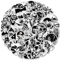 Detail of outdoor adventure and nature-themed black and white gothic graffiti stickers - 50PCS Black White Outdoor