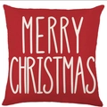 Funda de cojín navideña roja con estampado blanco Merry Christmas sobre lino - Estilo Merry Christmas Rojo (ymd520-124)