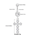 Guide des dimensions détaillées pour piercing de nombril en acier avec pendentif croix - Style Croix Argentée (BR24090903-2)