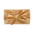 Soft caramel velvet baby headband featuring a large double-layer decorative bow - Yellow