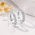 Macro detail of silver hoop earrings showing dimensions 13mm outer and 10mm inner diameter - EH747 Silver Zirconia Hoops