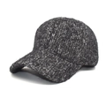 Warm grey cable knit baseball cap for women with thick wool-like texture and classic peak - M (56-58cm) / Dark Grey (Tweed Feel)