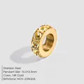 14K gold plated stainless steel spacer bead with yellow Jonquil birthstone crystals - November Light Yellow (NOV-JONQUIL) / 10.5x3.5mm / Gold