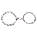 Pulseras de eslabones cubanos de acero pulido con corazón magnético para parejas - Cadena NK / Plateado