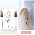 Waterproof temporary tattoo sticker RC-781 with black floral design for arm application - RC-781 Line Art Floral