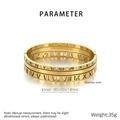 Detailed view of hollow Roman numerals on gold stainless steel bangles with white crystals - Gold Style (KB190313-GC)