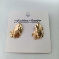 Irregular 18K gold plated stainless steel earrings with molten lava textured finish - Irregular Lava / 18K Gold