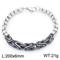 Pulsera bizantina en forma de V para hombre de acero inoxidable con cierre de langosta - Costura de Plata y Gris Gunmetal (KB186466-Z)