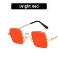 Kids vintage gold metal square sunglasses featuring vibrant red lenses and black tips - Red