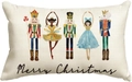 Linen Christmas pillowcase featuring Nutcracker characters and Merry Christmas text - Style J (Single-sided)