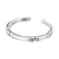 Minimalist silver stainless steel open bracelet with geometric segmented industrial design - Silver Style (KB139664-WGMJ)