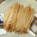 Golden goose feathers on woven mat for DIY crafts and wedding decorations - Stiff Light Coffee (50Pcs)