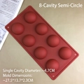 8-cavity red silicone hemisphere mold for chocolate and baking, 27.5x13.7x2.3cm size - 8 Cavity Semi-Sphere / Brown