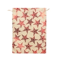 Christmas burlap gift bag with red star pattern and drawstring closure - 30*40cm / Red Gold Five-Pointed Star