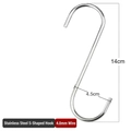 Heavy duty 4mm stainless steel S hook for kitchen racks measuring 14cm in height - 4.0mm Diameter/14cm Height