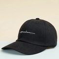 Close-up of Freedom embroidery and fine cotton twill texture on a black baseball cap - One Size / Black