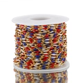 Cadena 3,7mm acero inox con esmalte rojo, azul y blanco en carrete para joyería DIY - Esmalte de 3 colores