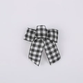 Christmas bow decoration with black and white plaid pattern for tree and gift wrapping - Black White Grid / 15x15cm