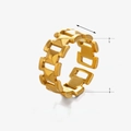 Adjustable 18K gold plated stainless steel chain link ring with 8mm width design - Adjustable Open / Gold