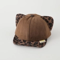 Dettaglio del cappellino neonato con orecchie leopardate e trama in cotone morbido - 50cm (1-3 anni) / Marrone