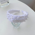 Eleganter breiter Perlenhaarreif mit weißem Netz und Vintage Knotendesign - Netz Knot Perle