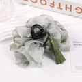 Elegant grey-green flower hair claw clip with silk tassels on a minimalist background - Mountain Green Bubble Claw Clip with Tassel 12.5CM