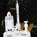 Astronaut themed cake topper set featuring space rocket satellite and fighter jet models - Large Spacecraft 7-Piece Set