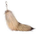 Brown gradient fox tail fur keychain with gold lobster clasp for bags or car keys - 40CM / Raccoon Tail 1