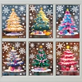 Colorful Christmas tree window decals set with snowflakes and Merry Christmas text - 6Pcs Set Christmas Tree Stickers (545+546+548-550+552)