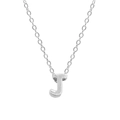 Collana in argento sterling 925 con pendente a forma di lettera J maiuscola lucida - Lettera J / Oro Bianco