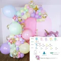 Pastel macaron balloon arch kit with blue pink purple yellow green latex and accessories - Style 10
