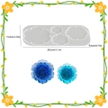 Flower shaped resin silicone mold with finished translucent blue lotus petal bowls - 4-Cavity Assorted Flowers / White