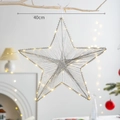 Stella LED in filo d'argento da 40 cm con perle luminose calde per Natale - 40cm Stile Lineare / Argento