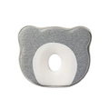 Bear-shaped memory foam baby pillow with breathable mesh and center hole for head shaping - 25*23*3*1 / Grey and White Patchwork