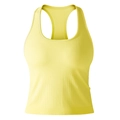Détail du design dos nageur et de la texture côtelée du gilet de yoga jaune citron - S / Hauts / Jaune Clair