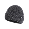 Winter knitted beanie in dark blue and grey marl texture with QK brand woven label - Single Hat / Navy Blue