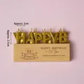 Golden alphabet Happy Birthday cake candles set with metallic finish and sticks - Metallic Gold Alphabet Candle / 13 Pcs/Box / Gold